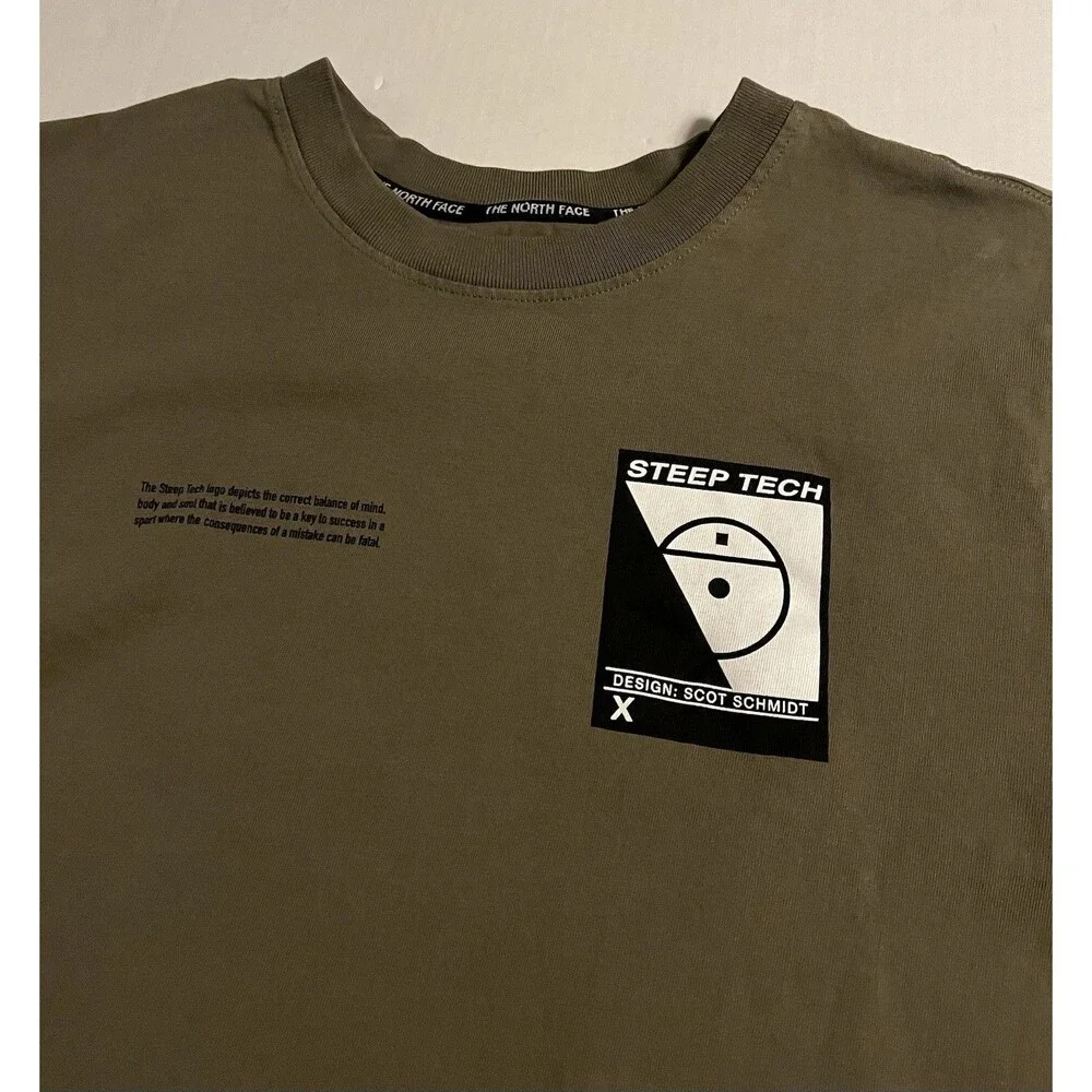 North Face Steep Tech Scot Schmidt Graphic T-Shirt MEDIUM Olive Green Outdoors